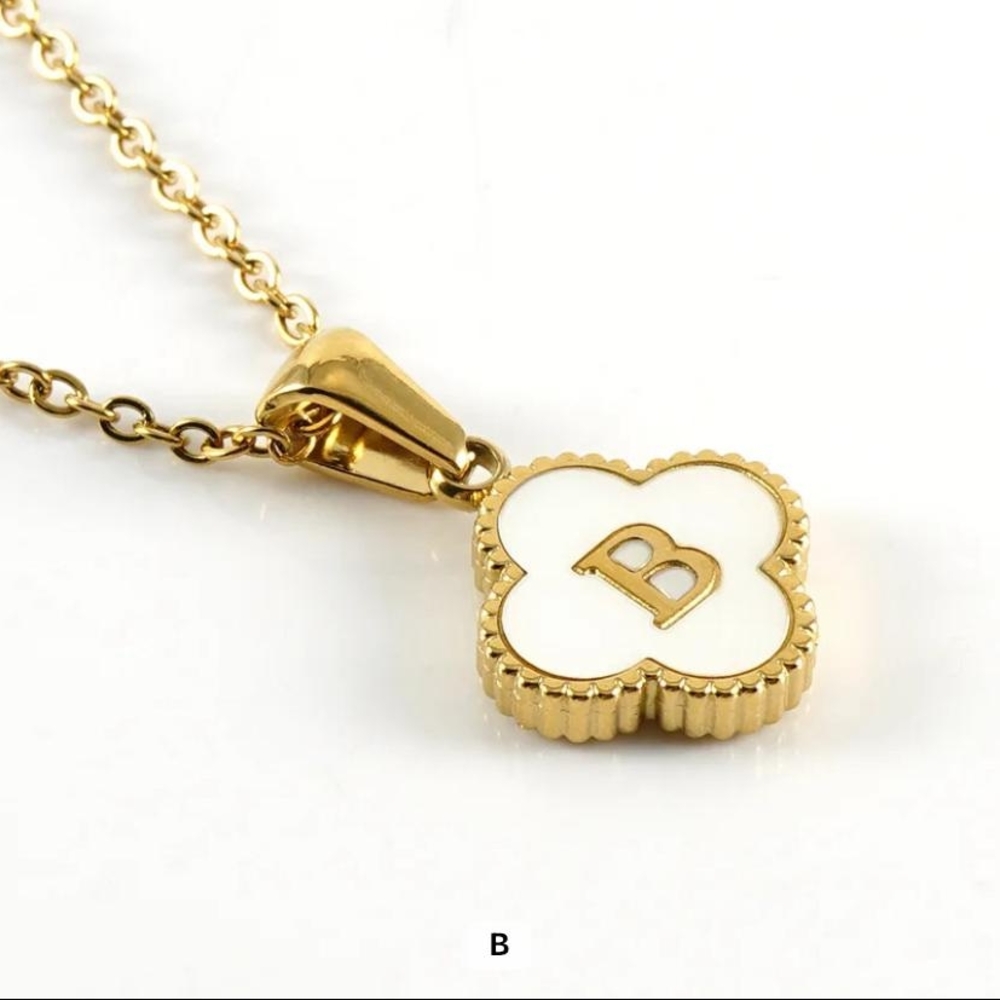 Gold and White Pendant Necklace